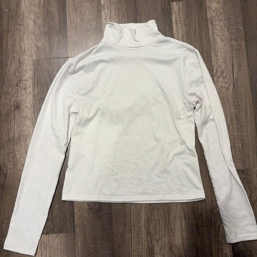 White Long Sleeve Turtleneck Top